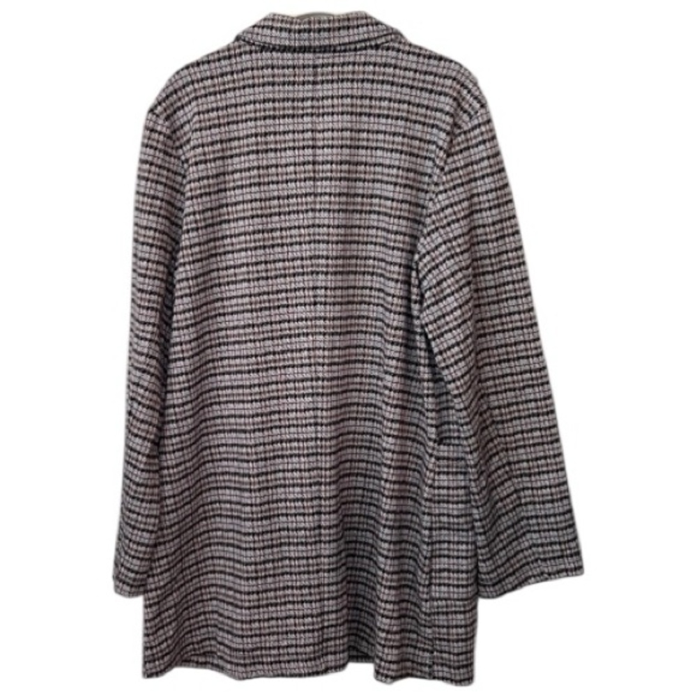 Sanctuary Long Houndstooth Plaid City Coat Duster Blazer Blue And Cream Size L - Picture 2 of 6